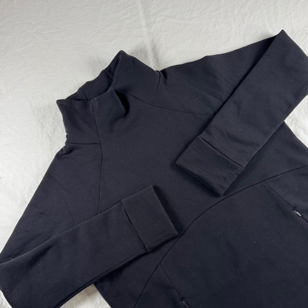 Athleta Women's Size M Black Mock Neck Fleece Pockets Pullover Sweatshirt